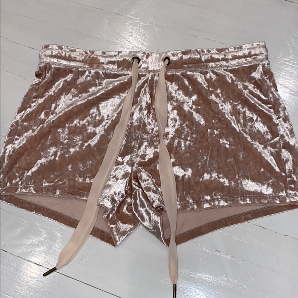 Light pink velvet shorts